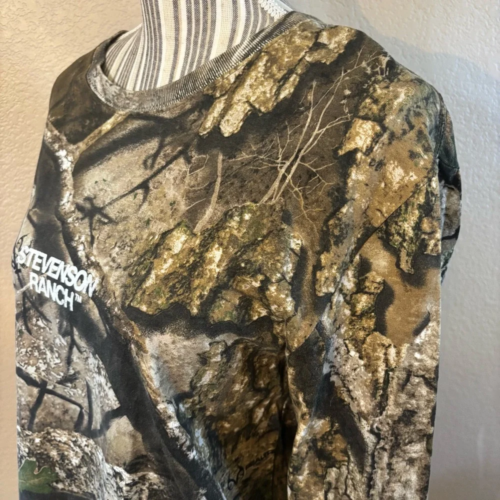 NEW Stevenson Ranch Tee Med Camo Long Slv Brown/Green Unisex Realtree APX Cotton - Picture 9 of 16
